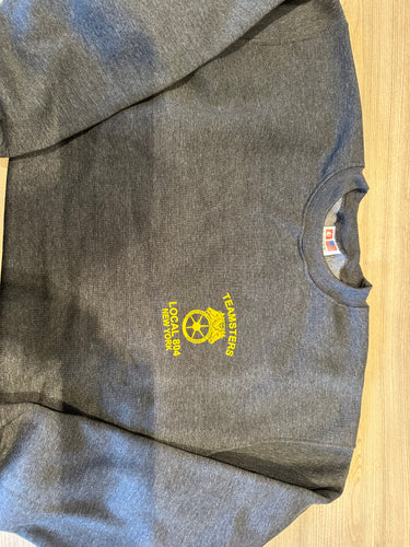charcoal crewneck sweatshirt w/gold ink